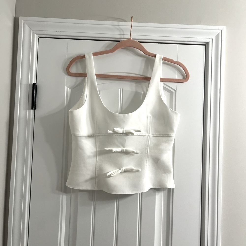 Zara White bow sleeveless top Size M